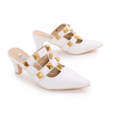 Pointed-toe low-heel slippers