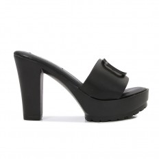 High-heeled platform shoes...