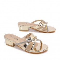 Shiny slip-on girls' sandals