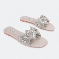 Flat slipper with strass