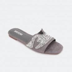 Velvet slipper with glitter...
