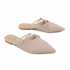 Pointed-toe flat mules with...