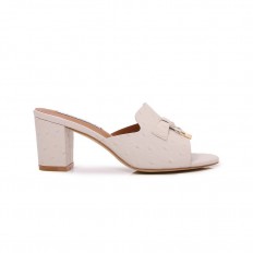 Casual leather heeled slide...