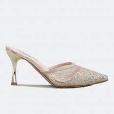Tulle heeled evening mules...