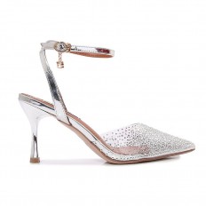 Clear stiletto slingback...