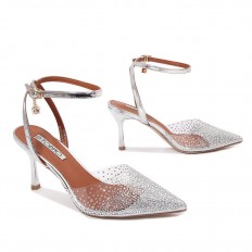 Clear stiletto slingback...