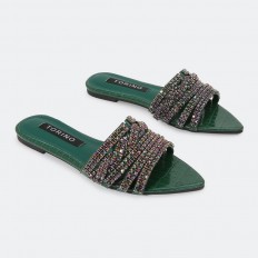 ZX2807 نعال مسطح مرصع بحبال...