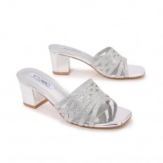 Wide-heeled evening slide...