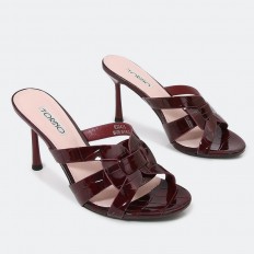 Medium heel slippers in...