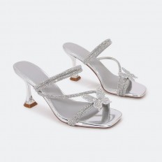 HXQ512 Shiny heel slippers...
