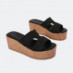 KR580 نعال كعب ويدج منقش