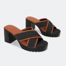 KXQ1496 Wide-heeled slippers