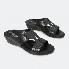 Snakeskin print wedge slippers