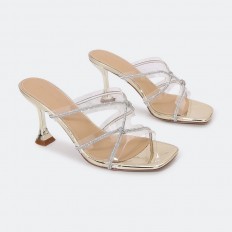 HXQ514 Shiny heel slippers...