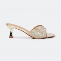 HXQ507 نعال كعب لامع مزين...