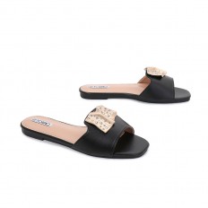 Flat slippers with gold...