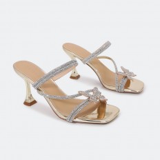 HXQ512 Shiny heel slippers...