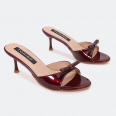 MXQ1741 نعال ذو كعب رفيع لامع