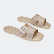 OX3062 نعال مسطح مزين بالستراس