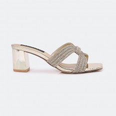 QXQ1668 نعال كعب عريض مزين...