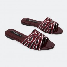 ZX2965 نعال فلات لامع مزين...