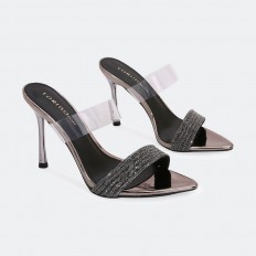 HXQ559 Shiny Heel slippers...