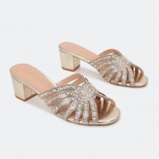 BXQ1775 نعال براق ذو كعب قصير