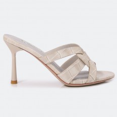 Medium heel slippers in...