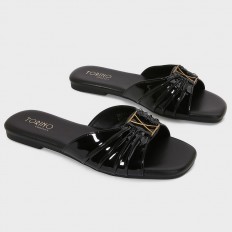 OX3215  نعال مسطح لامع أنيق...