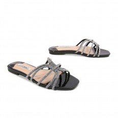 نعال مسطح مزين بالكريستال