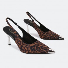 Silver-toed heeled sandal