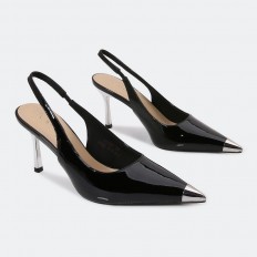 Silver-toed heeled sandal