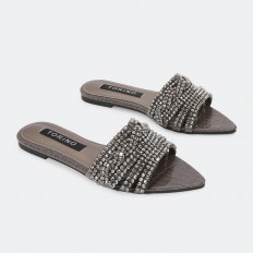 ZX2807 نعال مسطح مرصع بحبال...