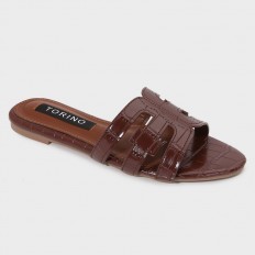 ZX3241 نعال مسطح بنقشة جلد...