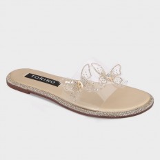 ZX3190  نعال فلات شفاف مزين...